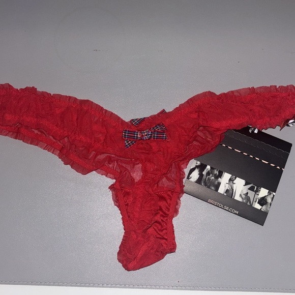 Bristol Six Plaid Nippies & Red Thong Set - Picture 3 of 5